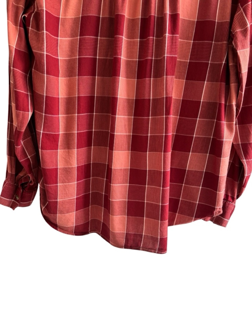 Wonderly Plaid Button Down Shirt Red Orange Long Sleeve Top Size Large - Picture 8 of 13